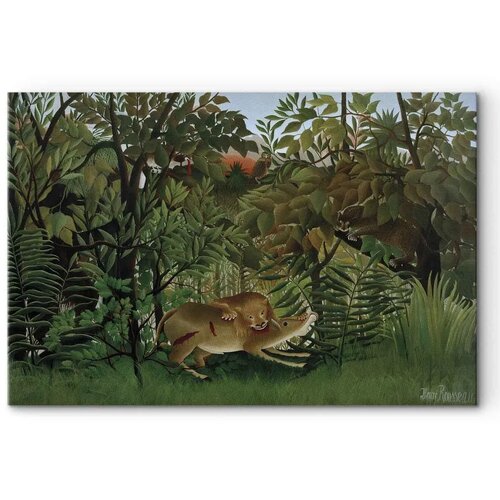  Slika - Henri Rousseau &amp;ndash; Le Lion ayant faim se jette sur l\&amp;#039;Antilope 90x60 Standard Slike