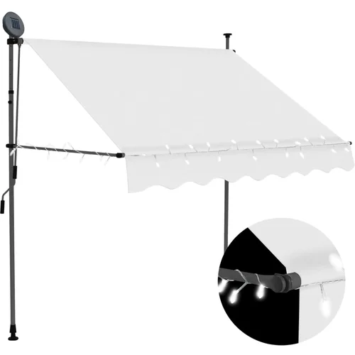 Tenda na ručno uvlačenje s LED svjetlima 150 cm krem