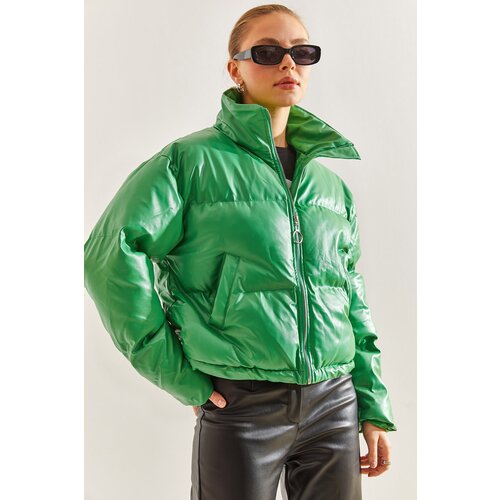 Bianco Lucci Women's Judge Collar Leather Puffer Coat Slike