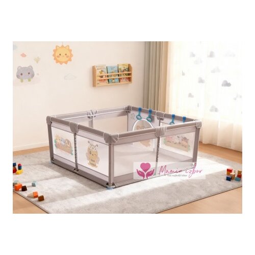 Joy siva+print ogradica za bebe 150x180 cm ( 22684 ) Slike