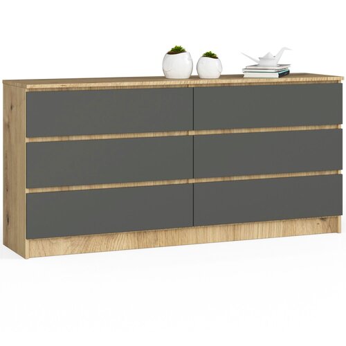 AKORD KOMODA K160 6SZ CLP OAK ARTISAN / SIVI, (21703001) Slike