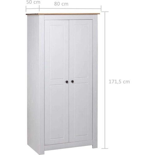  Garderobna omara bela 80x50x171,5 cm trdna borovina Panama Slike