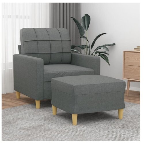 vidaXL Fotelja s tabureom tamnosiva 60 cm od tkanine Cijene