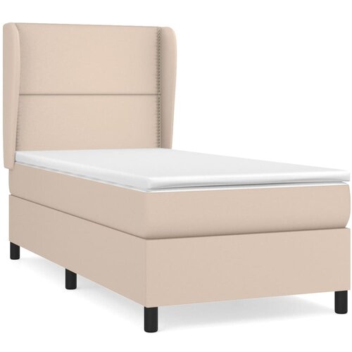 VidaXL Box spring postelja z vzmetnico kapučino 90x200 cm umetno usnje, (20898853) Slike