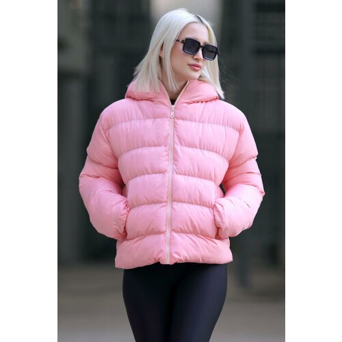 Madmext Women's Pink Hooded Puffer Coat Cene