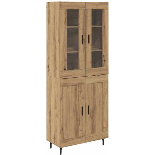 vidaXL Visok predalnik 2 pcs Umetni hrast Inženirski les in steklo, (5000108461) Cene