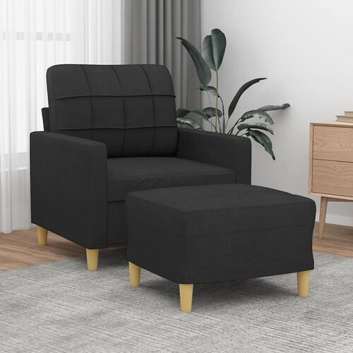  Fotelja s tabureom crna 60 cm od tkanine Cene