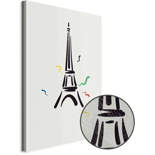  Slika - Black Graphic Drawing of the Eiffel Tower on a Cream Background 60x90 Premium Print Cene