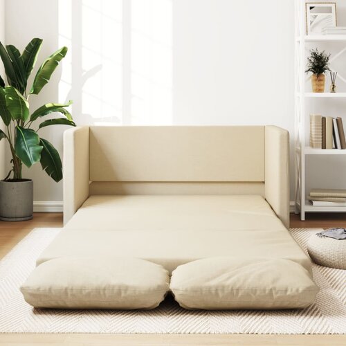 vidaXL Podni kauč na razvlačenje 2-u-1 krem 112x174x55 cm od tkanine Cijene