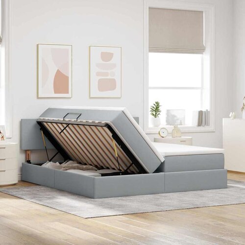  Krevet s od storage Svijetlo siva 180 x 200 cm Lažna koža Slike