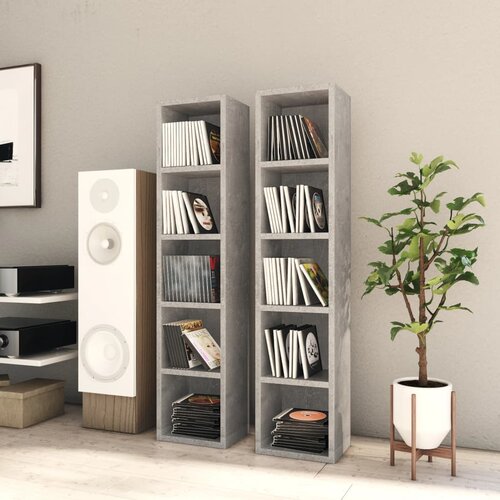 VidaXL Ormarići za CD-ove 2 kom siva boja betona 21x16x93,5 cm iverica Slike