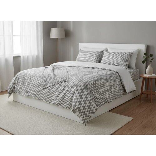 Tekstilshop Pamučna posteljina Zigzag Premium, 180x200 cm, Siva Cene