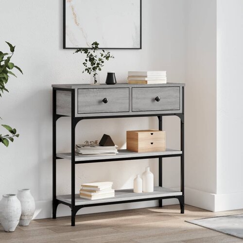 Maison Chic konzolna miza - miza ob steni siva sonoma 72,5x25x75 cm inženirski les, (21786376) Slike