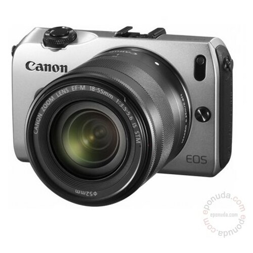 Canon EOS M Silver + EF-M 18-55mm f3.5-5.6 IS STM, EOS Digital SLR, 18 MP, 22.3 x 14.9mm CMOS, DIGIC 5, ISO 100-6400, Full-HD video digitalni fotoaparat Slike