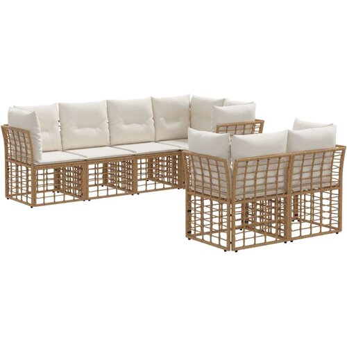  Set vanjskih sofa s jastukom 7 pcs Prirodna Poliester - Prirodna Cijene