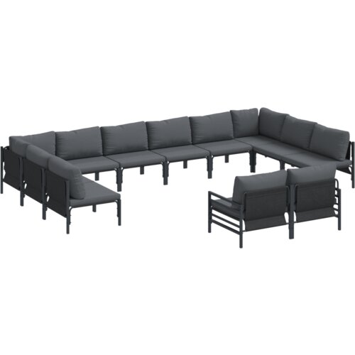 VidaXL Vrtna sedežna garnitura 12 pcs Antracitna Jeklo Slike