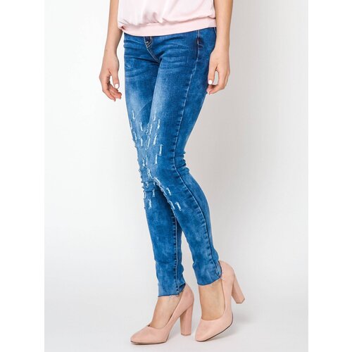 Trang Jeans Jeans decorated with draping at the knees navy blue Slike