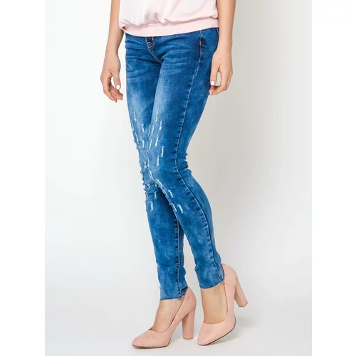 Trang Jeans Jeans decorated with draping at the knees navy blue