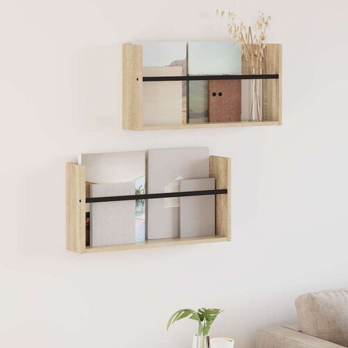  Polica za časopise s policom 2 pcs Sonoma hrast 60 x 12 x 30 cm Cijene