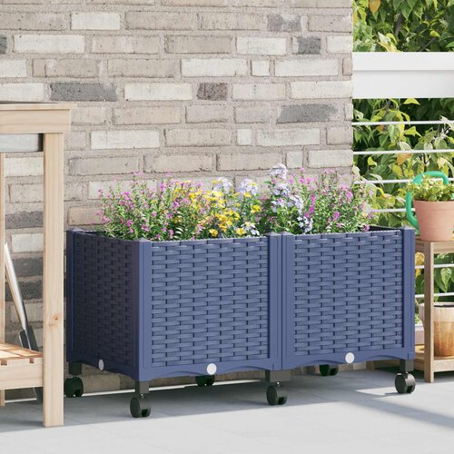  Vrtni saksija s kotačima Plavo Sivo 80 x 40 x 48 cm PP Cijene