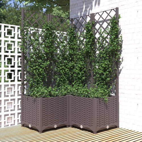 vidaXL Vrtna sadilica s rešetkom smeđa 80 x 80 x 136 cm PP Cijene