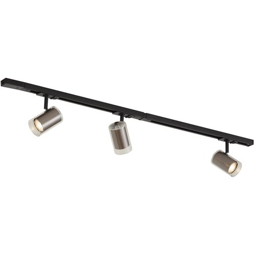 QAZQA Modern railsysteem zwart met 3 spots gunmetal 1-fase - Iconic Lloyd Slike