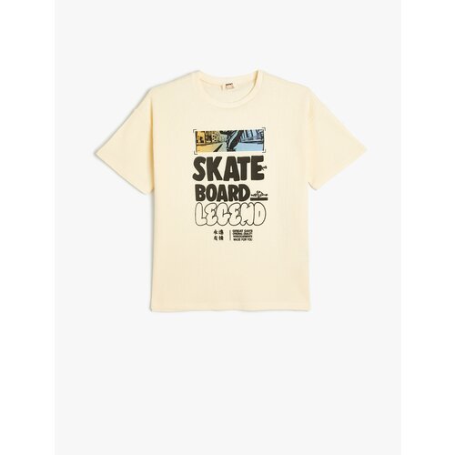 Koton T-Shirt Skateboarding Theme Printed Back Short Sleeve Crew Neck Cotton Slike