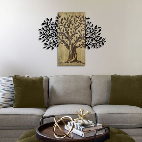 Wallxpert Arbre de Vie-2 GreenBlack Decorative Wooden Wall Accessory Slike