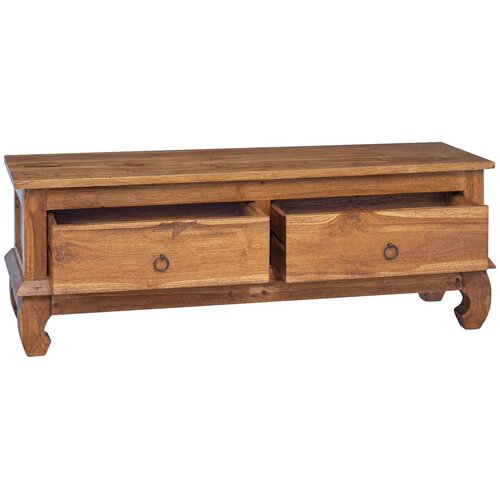  stalak s ladicama Prirodna 110 x 35 x 40 cm Čvrsto teak drvo Slike