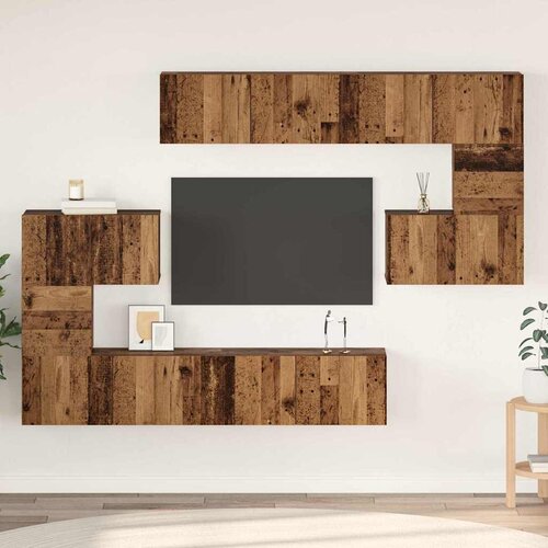 VidaXL Set TV komoda Ostalo s pohranom 8 pcs Staro drvo 80 x 30 x 30 cm Slike