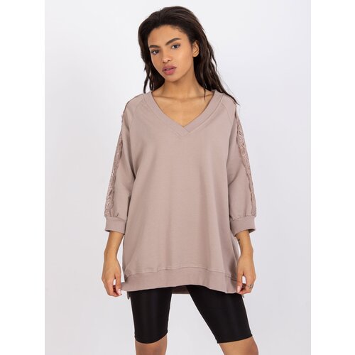 RUE PARIS Blouse-RV-BZ-7557.01-dark beige Slike