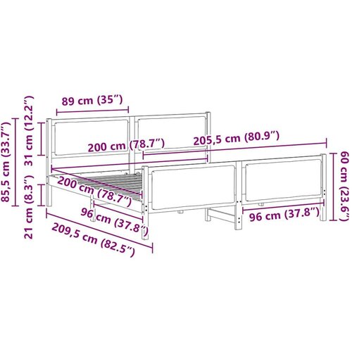  Okvir za krevet Tamno siva 200 x 200 cm tkanina Slike