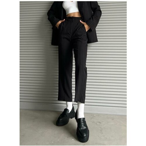 Laluvia Black Stripe Detailed Trousers Slike