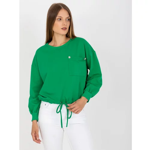 Fashion Hunters Green sweatshirt without a hood with a RUE PARIS pocket