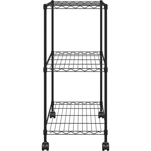  Stalak za pohranu s 3 razine i kotačima 60x35x81 cm crni 150 kg Slike