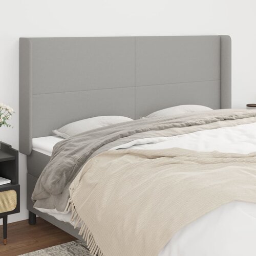 VidaXL Uzglavlje s u&amp;scaron;ima svjetlosivi 183x16x118/128 cm od tkanine Slike