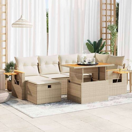 vidaXL 8-dijelni set vrtnih sofa od poliratana s jastucima bež Cijene