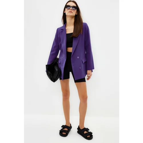 Trendyol Purple Regular Lined Double Breasted Closure Woven Blazer Jacket
