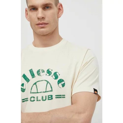 Ellesse Pamučna majica Club T-Shirt za muškarce, boja: bež, s tiskom, SHV20259