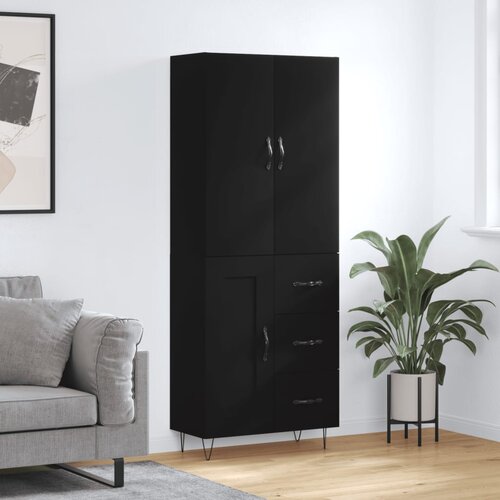 vidaXL Visoka komoda črna 69,5x34x180 cm inženirski les Cene