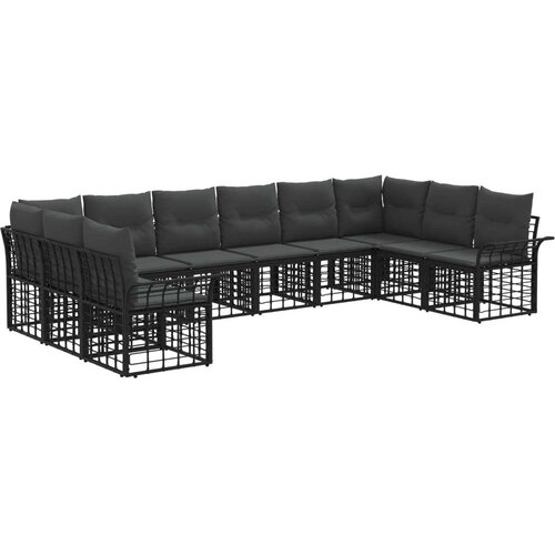  Set vanjskih sofa s jastukom 10 pcs Crna i tamno siva Poliester Cijene
