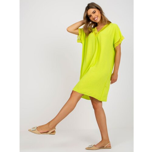 Fashion Hunters Lime oversize dress with viscose Slike