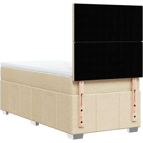VidaXL Krevet s oprugama i madracem krem 90 x 200 cm od tkanine Slike