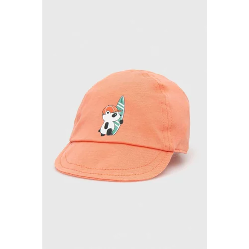 United Colors Of Benetton Pamučna kapa sa šiltom za bebe boja: narančasta, s tiskom