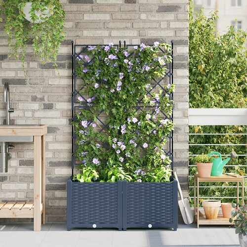 vidaXL Vrtne sadilice Siva Plastika 80 x 40 x 143 cm Sadilice Cijene