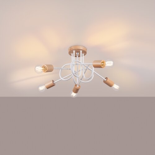 Sollux Lighting SL.1475 - Plafonski luster EMBER 5xE27/15W/230V bela/bež/buk Slike