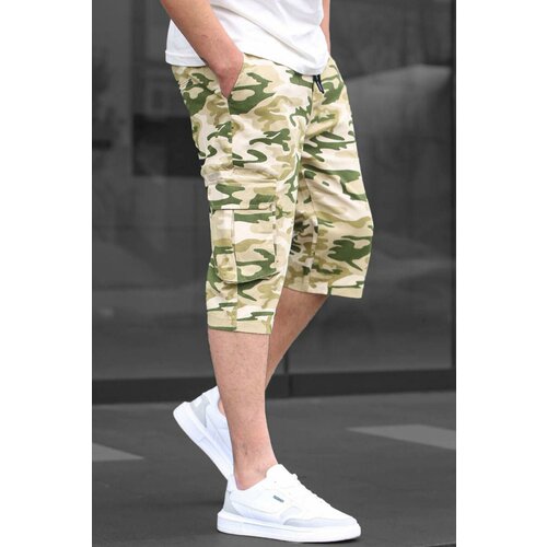 Madmext Beige Camouflage Cargo Pocket Capri Men's Trousers 6331 Slike