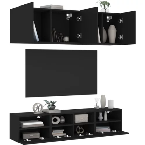  5-dijelni zidni TV elementi crna od konstruiranog drva