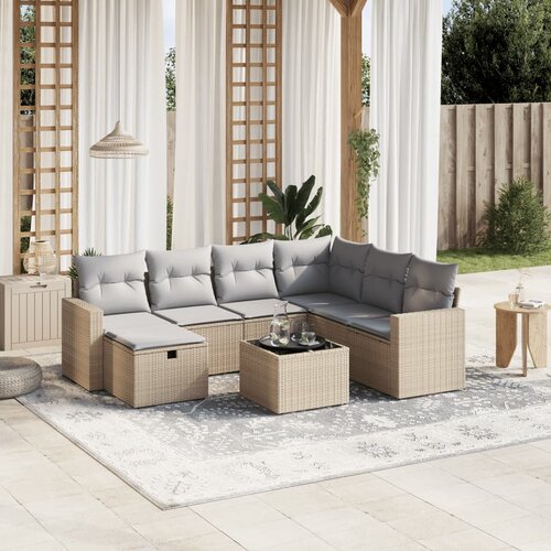 vidaXL 8-dijelni set vrtnih sofa s jastucima bež od poliratana Cijene