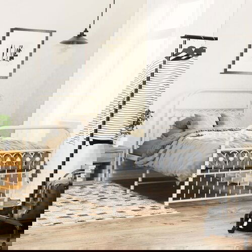  The Living Store Kovinski posteljni okvir z vzglavjem in vznožjem bel 90x200 cm - Posteljni Okvir, (21530591) Cene